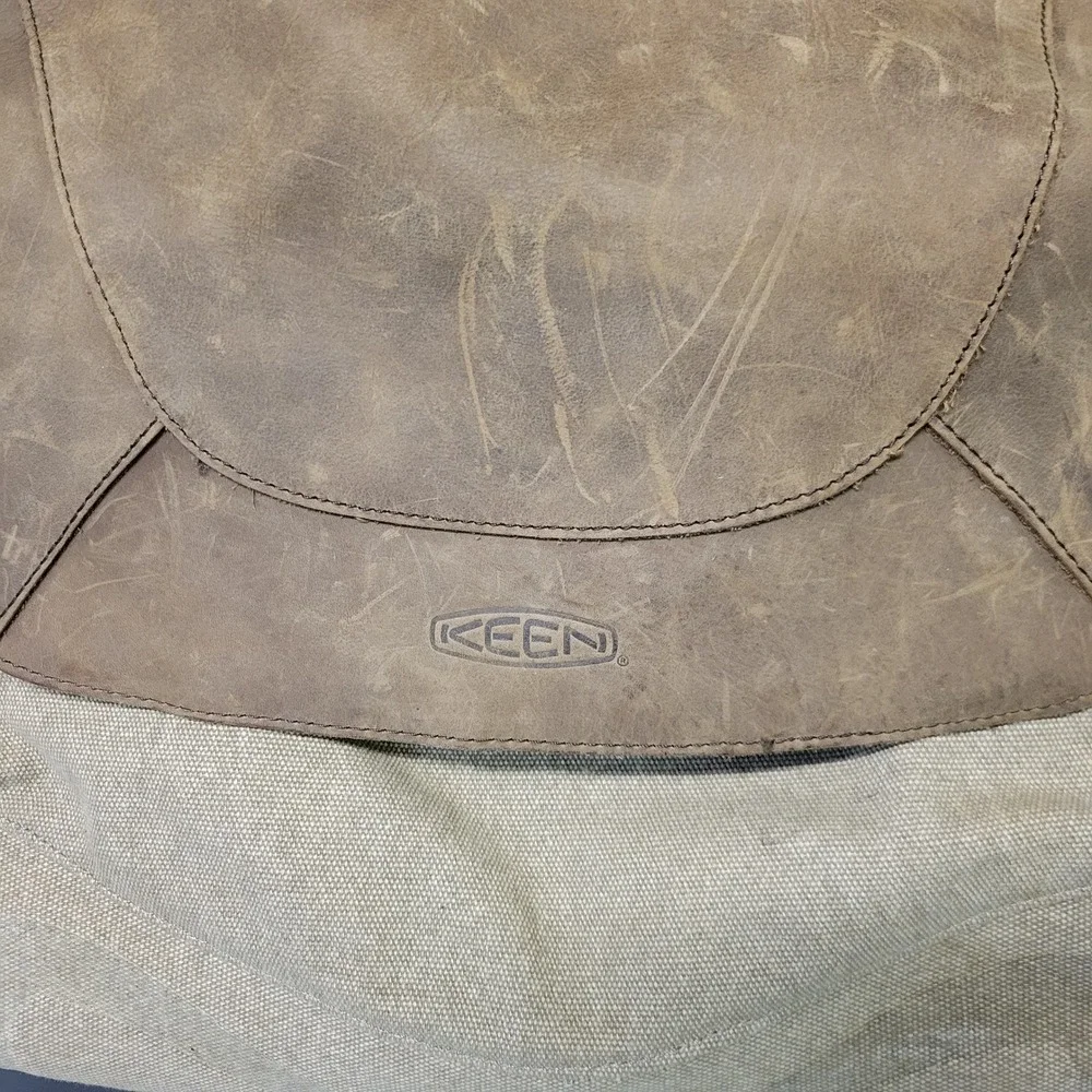Keen Messenger Bag Tan Canvas Brown Leather Flap Rugged‎ Gorpcore Large